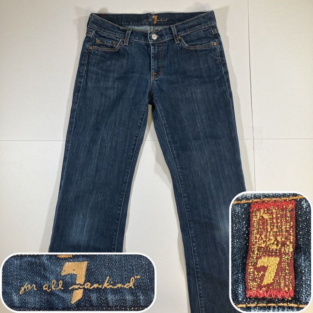 7 For All Mankind Kimmie Bootcut Jeans Womens 28 Dark Wash Made‎ in USA